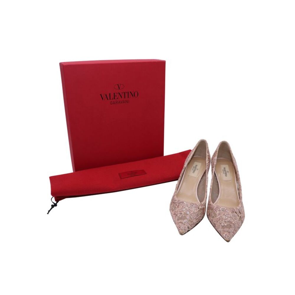 Valentino Pointed Lace Pumps in Nude Nylon - Picture 8 of 8